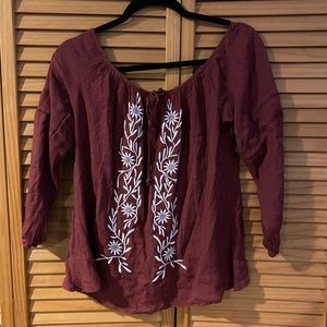 Long sleeve flower detailed blouse